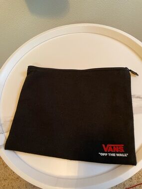 Vans Black Zipper Pouch with Red Logo 10x8